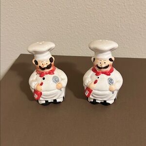 Chef Salt and Pepper Shaker Set - White and Red